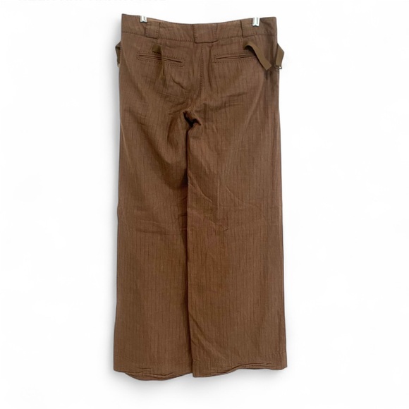 ANTHROPOLOGE HEI HEI BROWN PIN STRIPE WISE LEG TROUSER PANTS 100% COTTON SIZE 2 - Picture 3 of 4